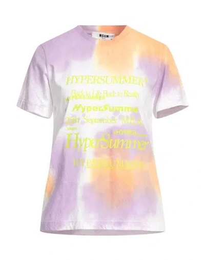 Msgm Woman T-shirt Lilac Size Xs Cotton In Purple