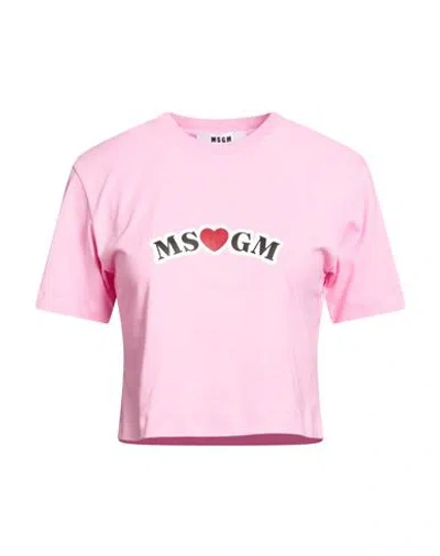 Msgm Woman T-shirt Pink Size M Cotton