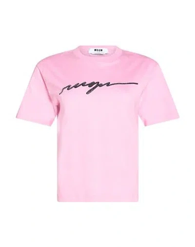 Msgm Woman T-shirt Pink Size S Cotton