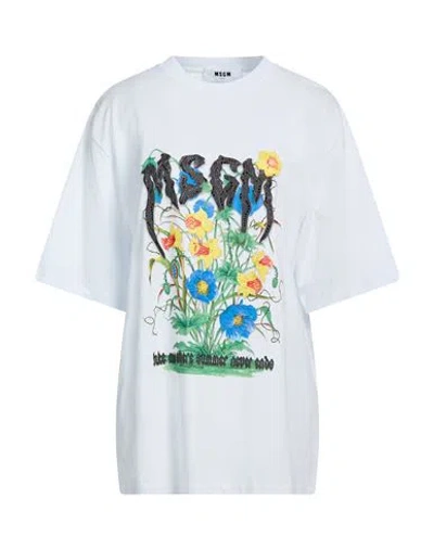 Msgm Woman T-shirt White Size L Cotton