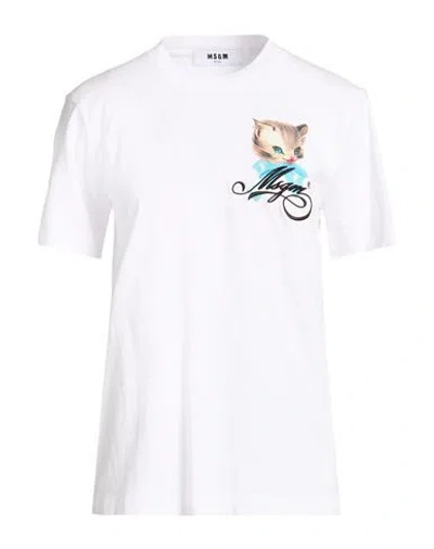 Msgm Woman T-shirt White Size L Cotton