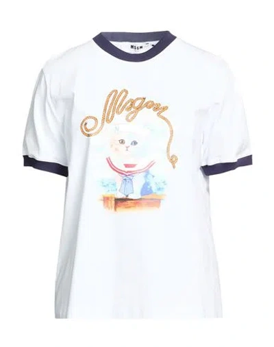 Msgm Woman T-shirt White Size M Cotton