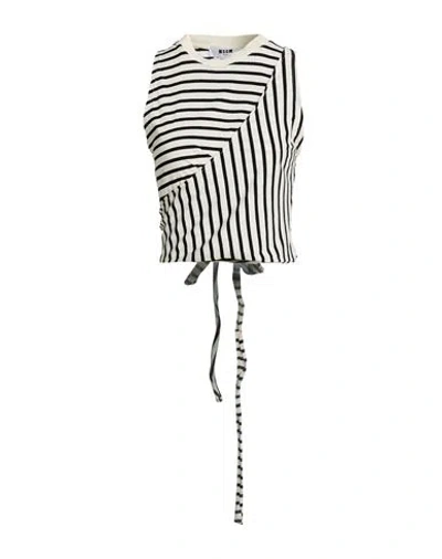 Msgm Woman T-shirt White Size S Cotton In Black