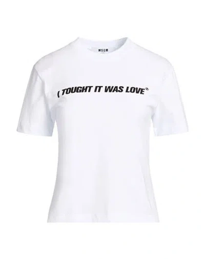 Msgm Woman T-shirt White Size Xl Cotton