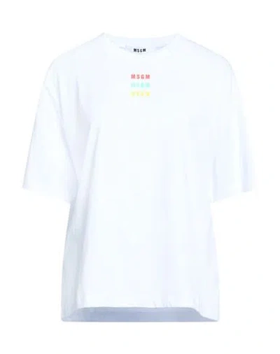Msgm Woman T-shirt White Size Xs Cotton