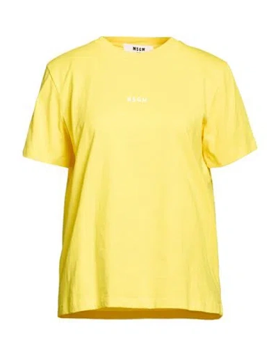 Msgm Woman T-shirt Yellow Size M Cotton