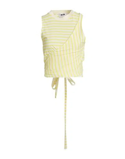 Msgm Woman T-shirt Yellow Size S Cotton