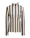 Msgm Woman Turtleneck Beige Size 8 Cotton, Polyester In Beige