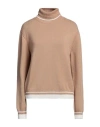 Msgm Woman Turtleneck Beige Size M Wool, Cashmere