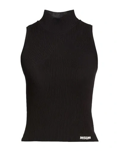 Msgm Woman Turtleneck Black Size S Viscose, Polyester