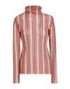 Msgm Woman Turtleneck Coral Size 8 Cotton, Polyester In Red