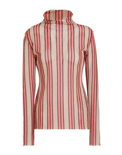 Msgm Woman Turtleneck Coral Size 8 Cotton, Polyester In Red