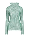 Msgm Woman Turtleneck Green Size 6 Cotton