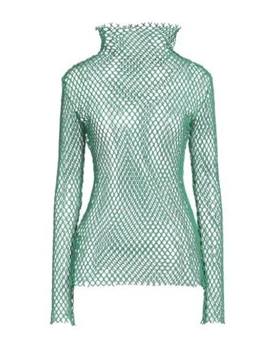 Msgm Woman Turtleneck Green Size 6 Cotton