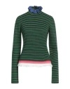 Msgm Woman Turtleneck Green Size L Cotton, Viscose In Green