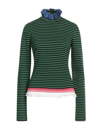 Msgm Woman Turtleneck Green Size L Cotton, Viscose