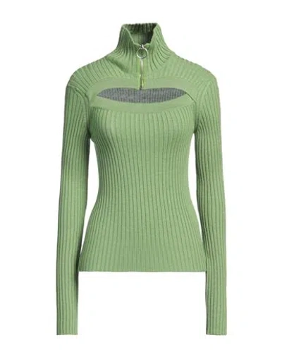 Msgm Woman Turtleneck Green Size M Wool, Acrylic