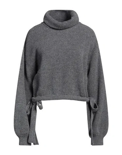 Msgm Woman Turtleneck Grey Size L Wool, Cashmere In Gray