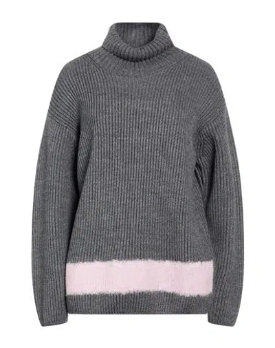 Msgm Woman Turtleneck Grey Size Xl Wool, Acrylic In Gray