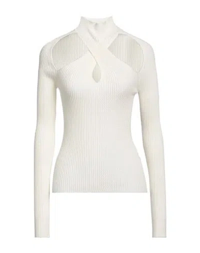 Msgm Woman Turtleneck Ivory Size L Viscose, Polyester In White
