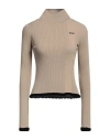 Msgm Woman Turtleneck Sand Size S Viscose, Polyester In Beige