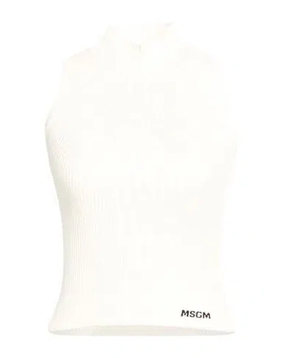 Msgm Woman Turtleneck White Size S Viscose, Polyester