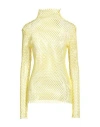 Msgm Woman Turtleneck Yellow Size 8 Cotton
