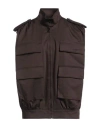 Msgm Woman Vest Dark Brown Size 10 Cotton, Elastane