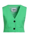 Msgm Woman Tailored Vest Green Size 10 Virgin Wool, Elastane In Green