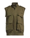 Msgm Woman Vest Military Green Size 10 Cotton, Elastane