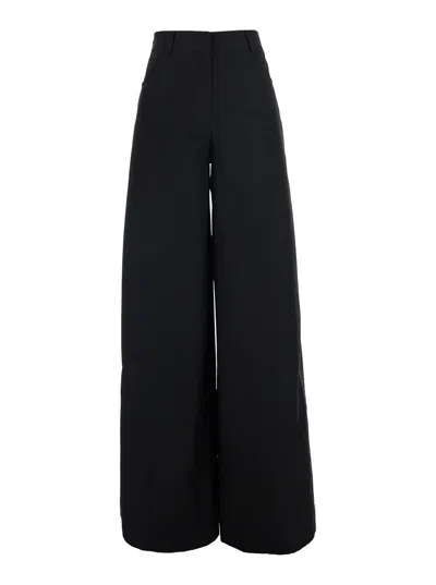 Msgm Women's 100% Cotton Poplin Trousers In Black