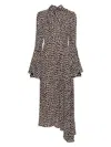 Msgm Kids Asymmetric Neckline Floral Print Maxi Dress In Off White