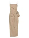 Msgm Gathered-detail Maxi Dress In Arena