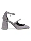 Msgm Logo Charm 90 Glittered Pumps In Silver