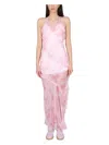 Msgm Sheer Ruffle-detail Maxi Dress In Pink