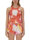 Msgm Tie-dye Sleeveless Drawstring Top In Multicolour