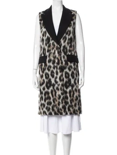 Pre-owned Msgm Wool Animal Print Coat In Black