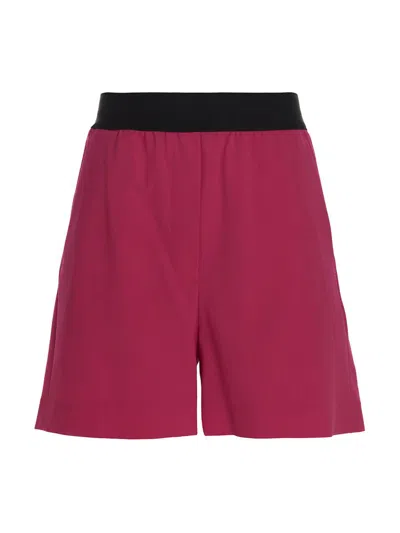 Msgm Bermuda Wool Shorts Elastic Waistband In Purple