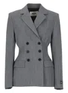 Msgm Fitted Double Breast Wool Blend Jacket In Grey