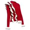 Msgm Wool Blend Ruffle Trim Cuff Ribbed Knit Sweater Top In Red