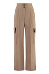 Msgm High-waisted Cargo Pants In Beige