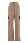 Msgm High-waisted Cargo Pants In Beige