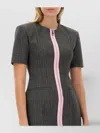 Msgm Grey Virgin Wool Dress With Contrasting Front Zipper