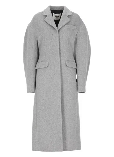 Msgm Wool Coat In Grey