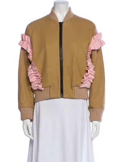 Pre-owned Msgm Wool Colorblock Pattern Bomber Jacket In Neutral