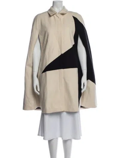 Pre-owned Msgm Wool Colorblock Pattern Cape In Neutral