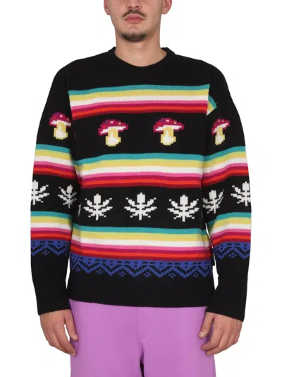 Msgm Wool Crew Neck Jumper In Multicolour