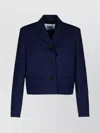 Msgm Navy Virgin Wool Crop Blazer