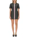 Msgm Grey Virgin Wool Dress With Contrasting Front Zipper In Grey