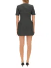 Msgm Grey Virgin Wool Dress With Contrasting Front Zipper In Grey